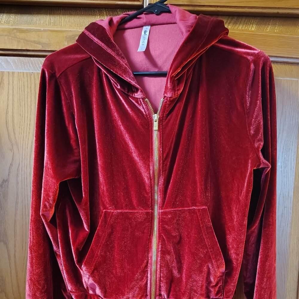 Fabletics Vanessa Hudgens Velour Donna ZipUp Hoodie Cherry Burst Red Womens S